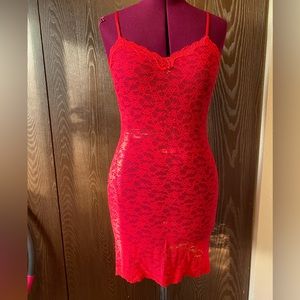 Victoria’s Secret red lace chemise nightgown M stretchy